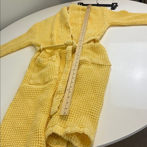 One Wednesday X Jilly Box Yellow Waffle Knit Robe Size Small - Picture 6 of 8